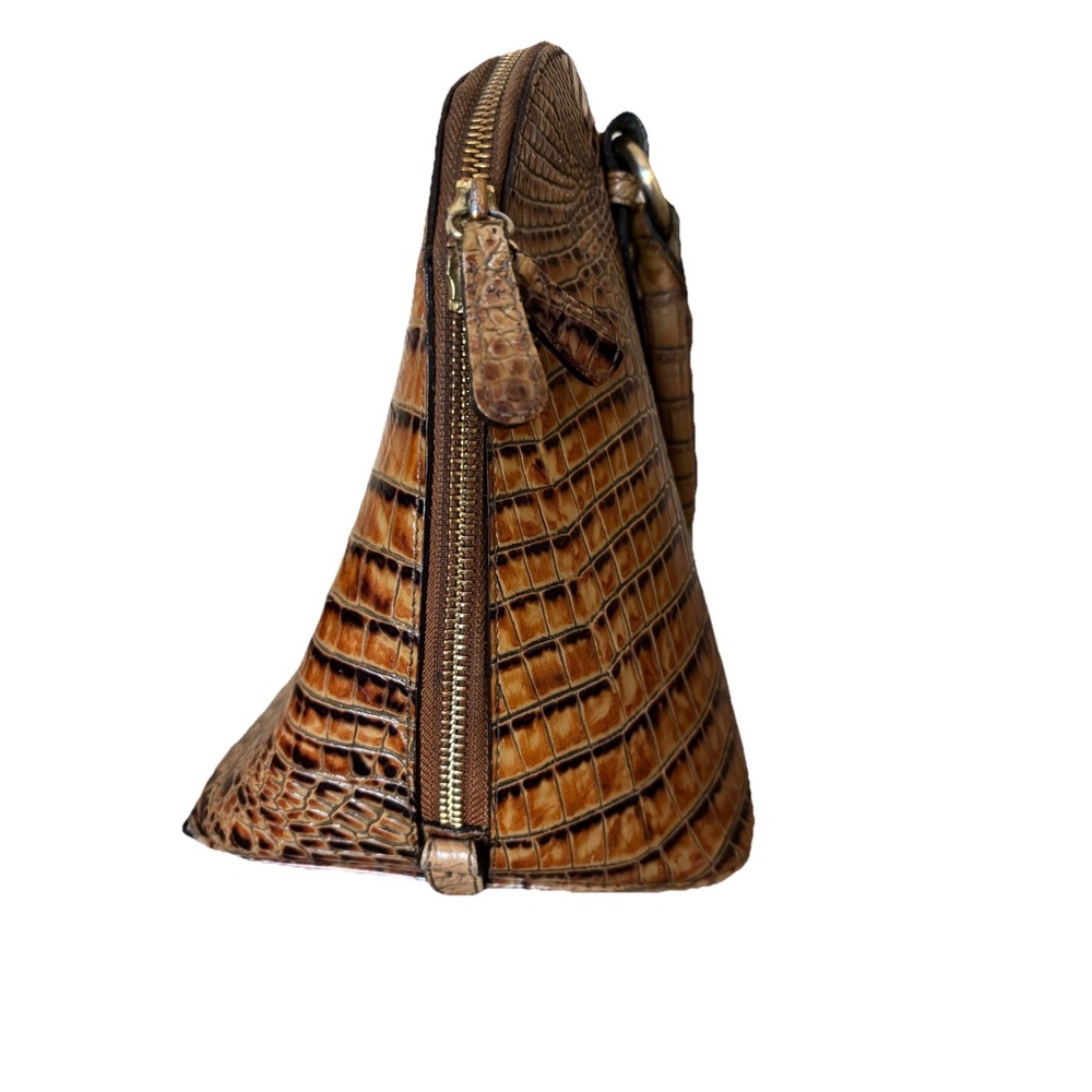 BRAHMIN Purse Brown Croc Embossed Leather Bag Tote Handbag‎ Designer Crossbody - Picture 7 of 16